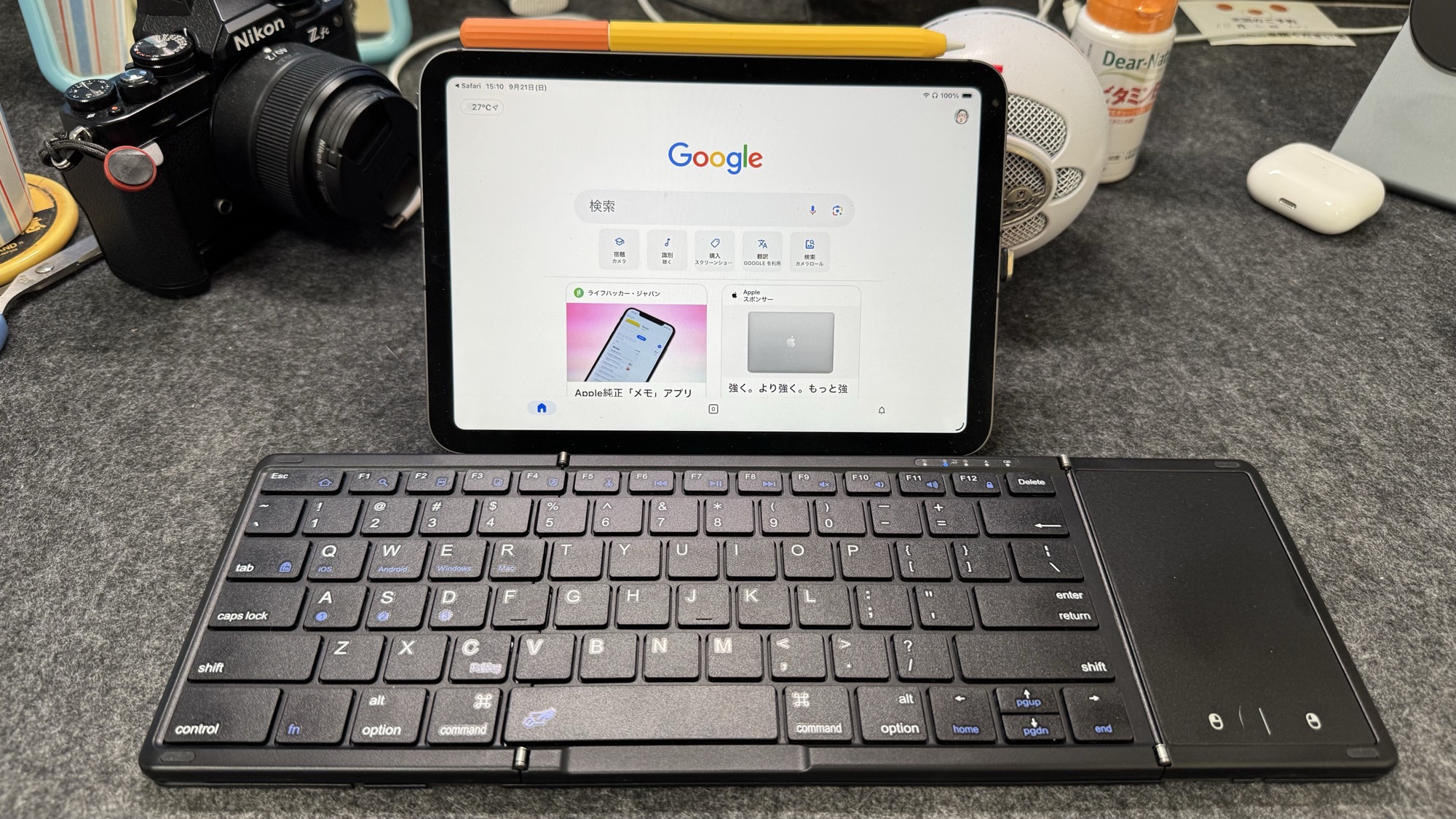 Omikamo 折りたたみ式Bluetoothキーボード iPad mini で使用